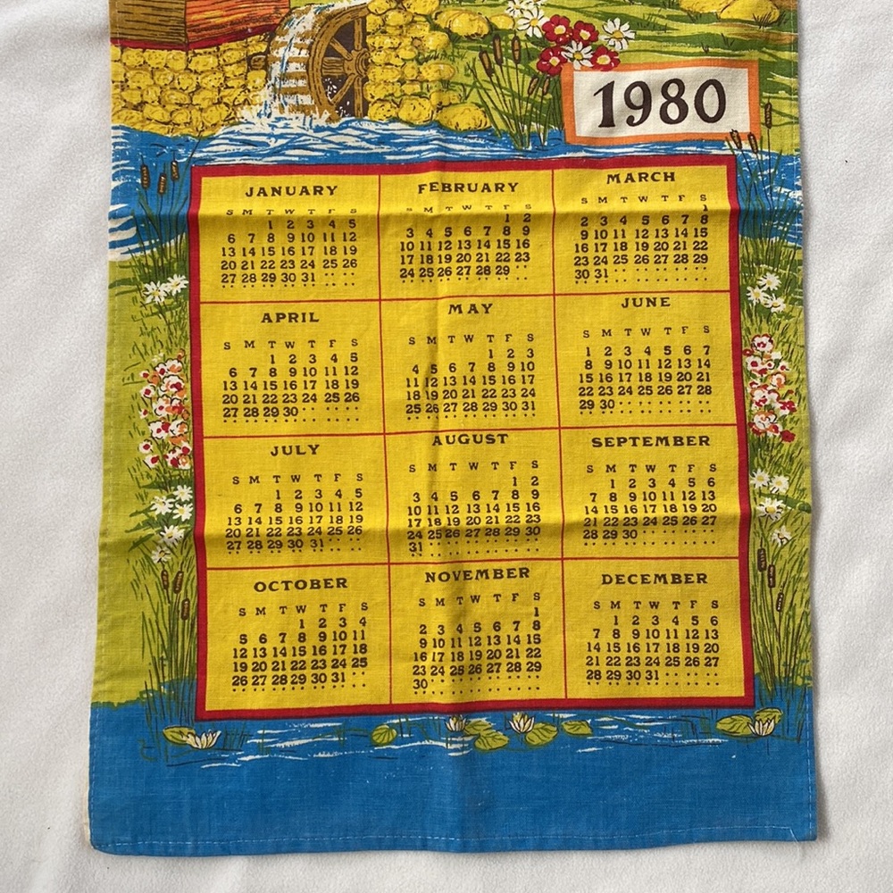 Kitchen Towel 1980 Calendar Linen Type Vintage - Picture 3 of 5